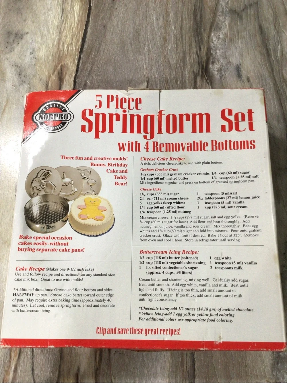 Vintage Norpro 3615 Springform Pan Set 5 Pc Bunny Teddy Bear Cake Cheesecake.